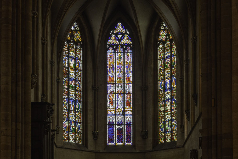 Bild: Die Glasfenster im Chor der "Collégiale St.-Martin", die Stiftskirche Saint-Martin in Colmar