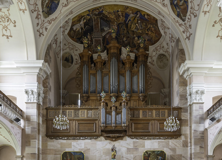 Bild: Die Orgel der Abtei- und Pfarrkirche Ebersmünster im Elsass, Frankreich