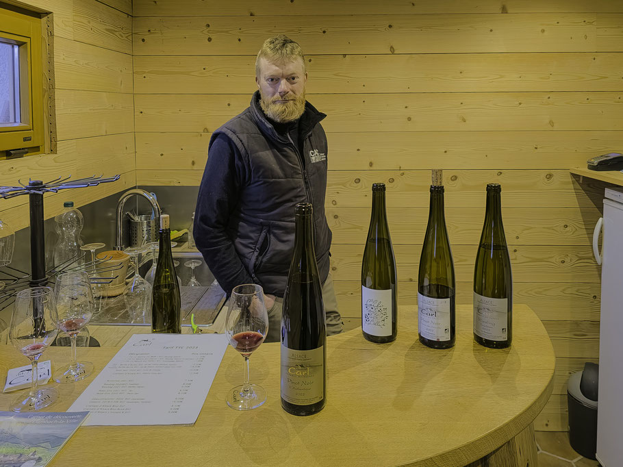 Bild: Weinprobe bei dem Bio-Weinguts André Carl & Fils in Dambach-la-Ville