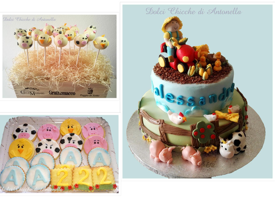 torta fattoria-trattore-animali-torte decorate-sweet table-eventi-compleanni-pasticceria-la spezia-liguria