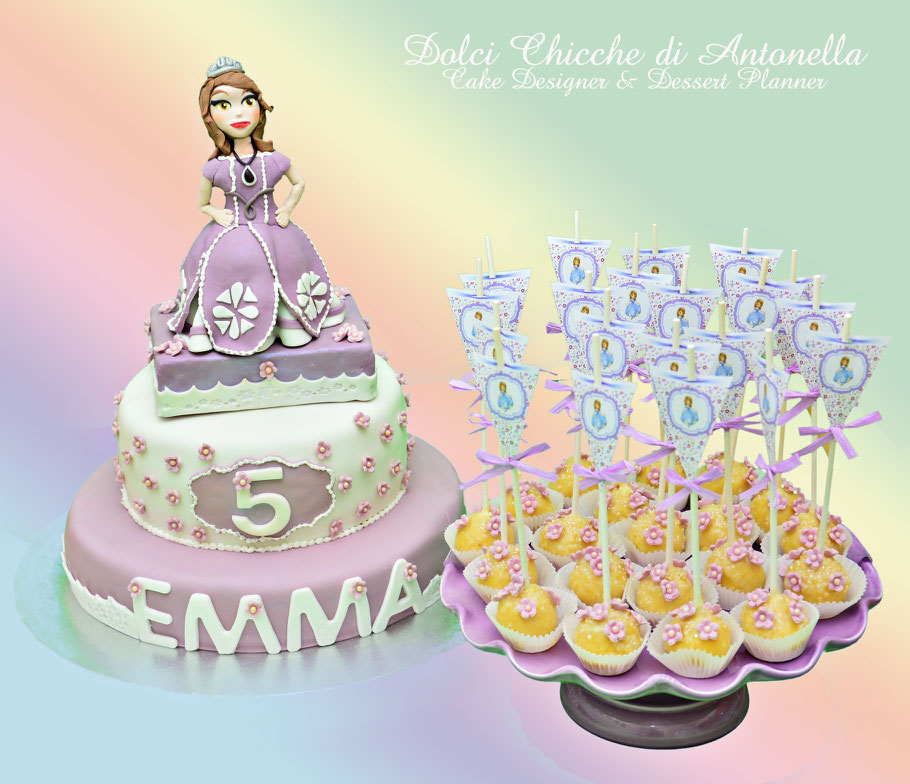 torta principessa sofia-dolci-la spezia- liguria-feste-eventi-torta compleanno-cake pops-bimbi