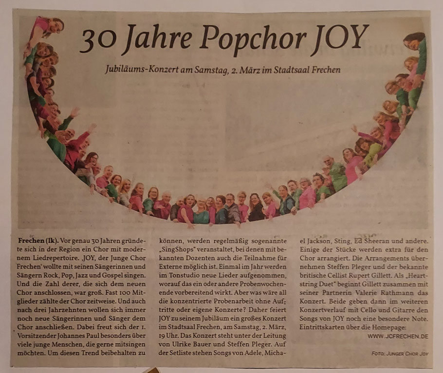 Vorankündigung Wochenende des Jubiläumskonzerts im Stadtsaal