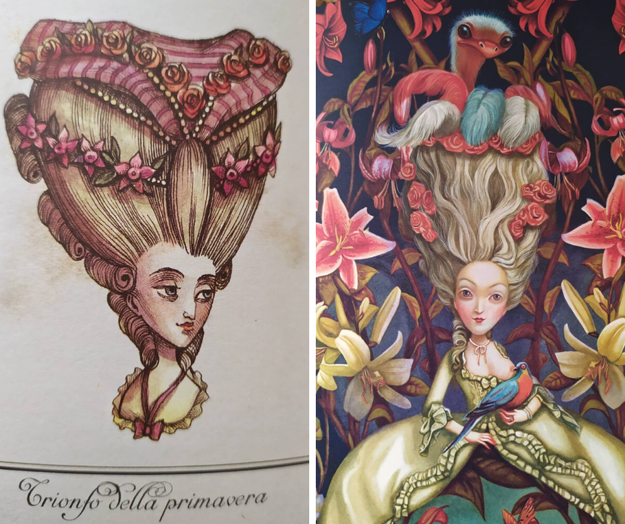 Photos taken by me to the beautiful book about Marie Antoinette by Benjamin Lacombe that I have the honor of owning