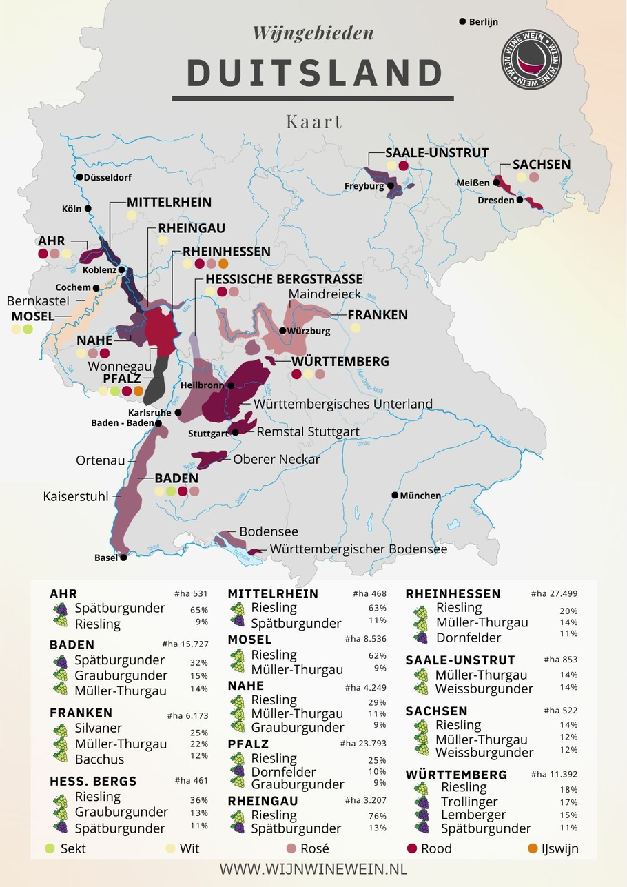 Wijngebieden Duitsland Kaart