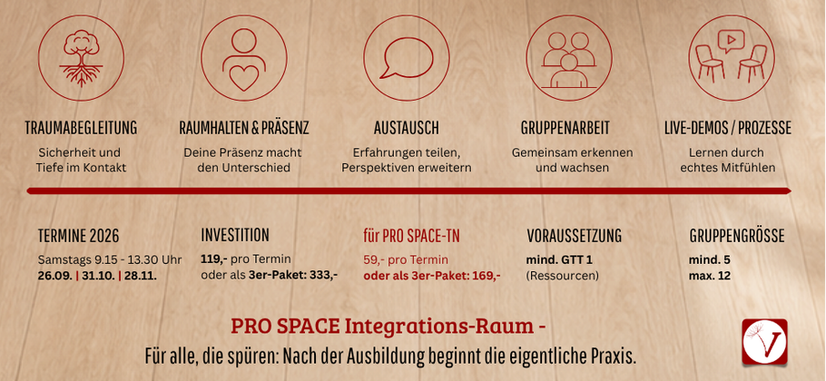 Eine Übersicht des Ausbildungsangebotes Ganzheitliche Traumatherapie - PRO SPACE