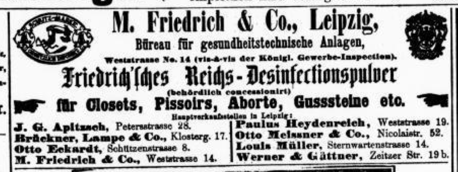 Firmenwerbung im Leipziger Tageblatt vom 28.02.1885