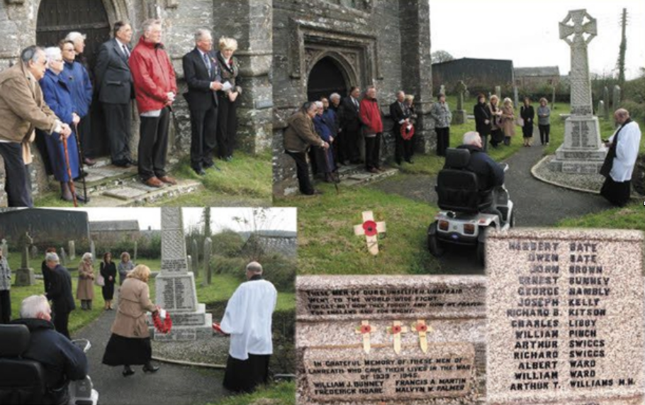 Photo montage of Wreath Laying at the Lanreath War Memorial