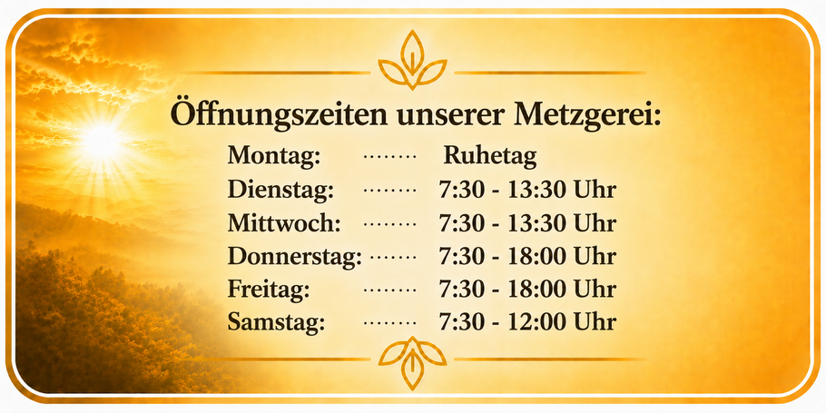 Öffnungszeiten der Metzgerei Franz-Josef Schedl 