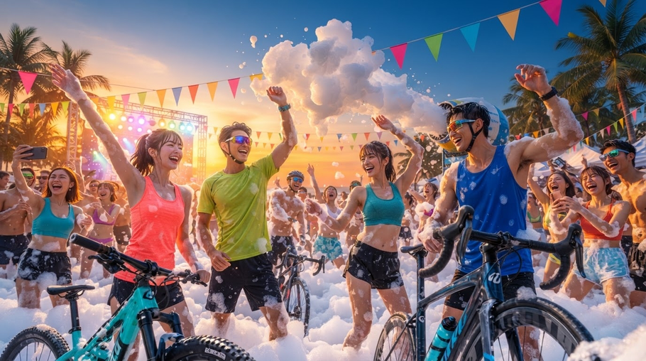 自転車 水着 泡 夏 ロードバイク