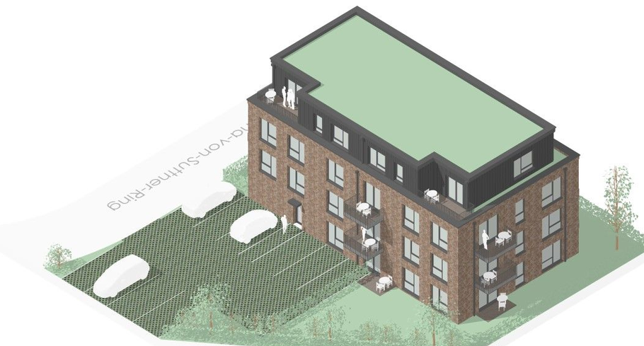 So wird das Mehrfamilenhaus aussehen, dessen Bau jetzt begonnen wurde.
