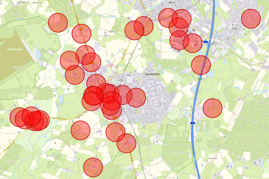 Abbrenn-Verbotszonen für Feuerwerkskörper in der Stadt Quickborn