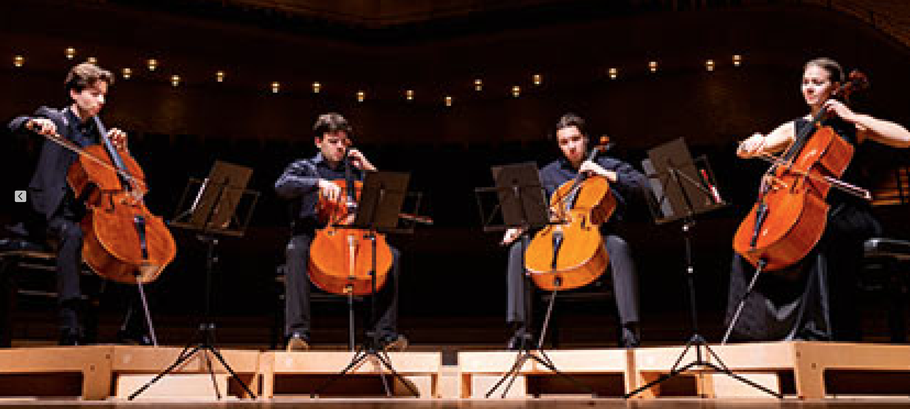 Cosima Regina Federle, Constantin Heise, Michael Wehrmeyer und Alexander Wollheim (alle Violoncello) bilden das 2Cities Celloquartett