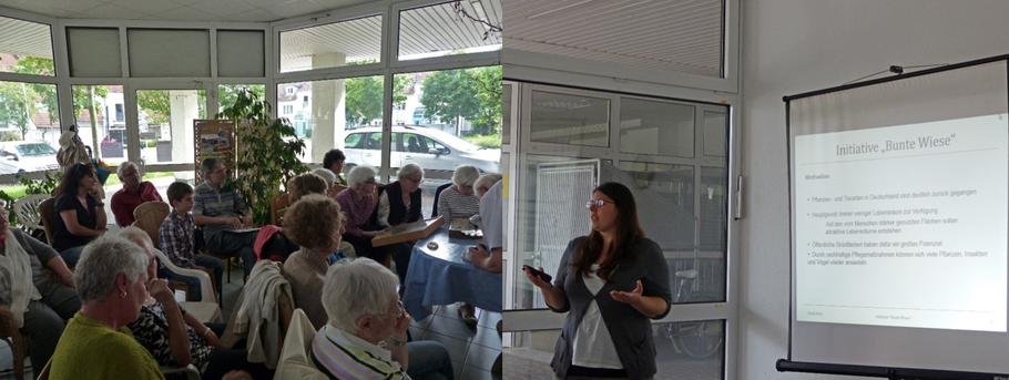 Tamara Ayoub stellt unsere Initiative auf dem "Stadteiltreff Herrlesberg" vor (Foto: S. Herbst) 