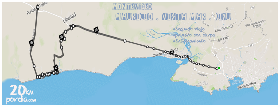 Recorrido detallado | Paso de la Arena, Libertad, Mauricio, Vista Mar, Kiyú y Puntas de Valdez