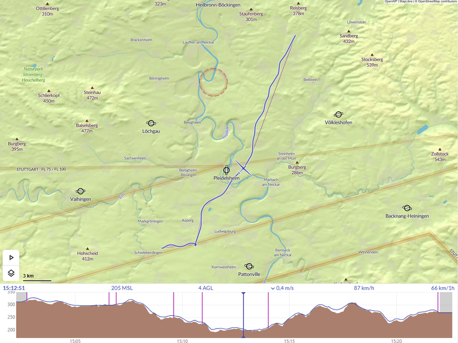 XCSoar Track (Heimfahrt mit dem Auto)
