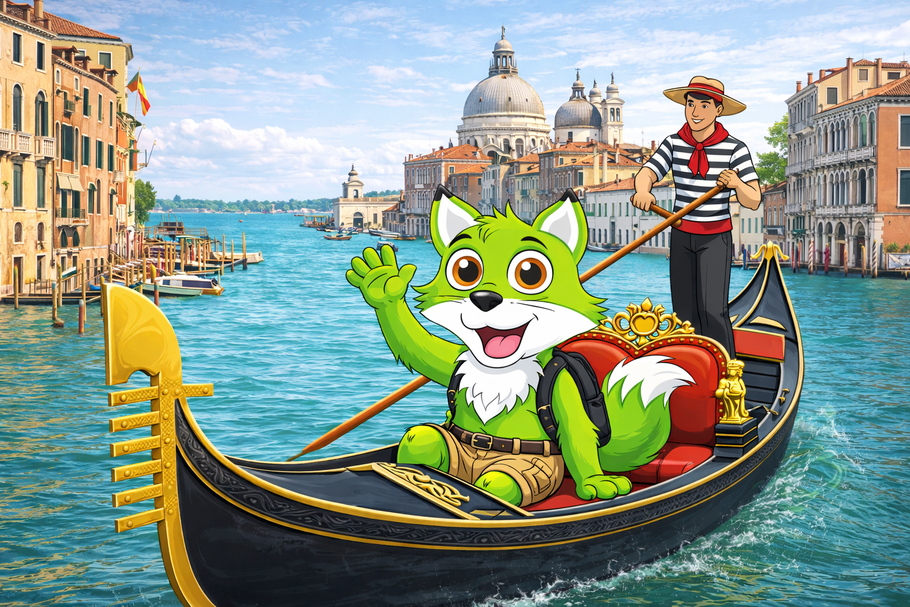 Venedig Kanäle mit Gondeln und Rialtobrücke