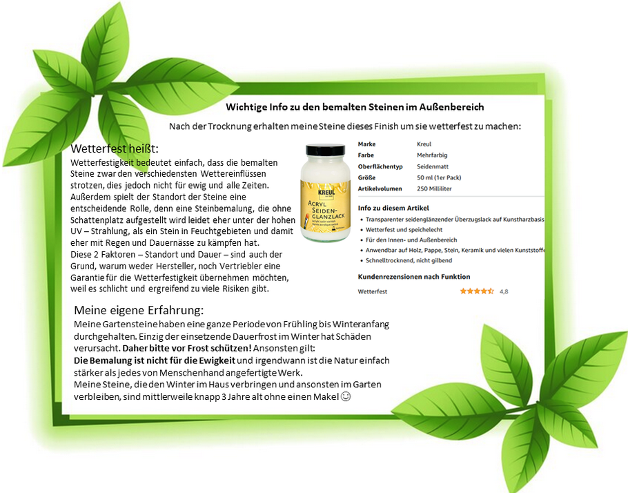 wichtige Information für bemalte Steine im Garten