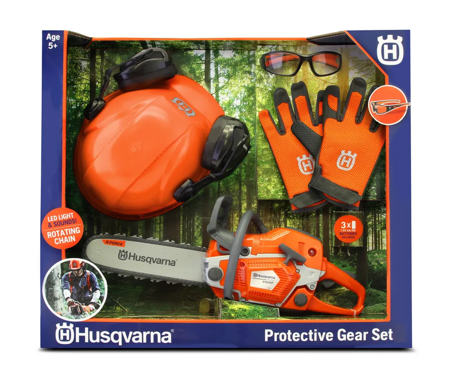 Husqvarna Spielzeug-Kettensäge 550 XP – mit Sound & Schutzausrüstung