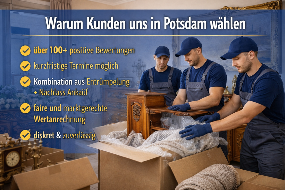Nr. 1 für Wohnungsauflösung & Nachlass Ankauf in Potsdam – laut Kundenzufriedenheit