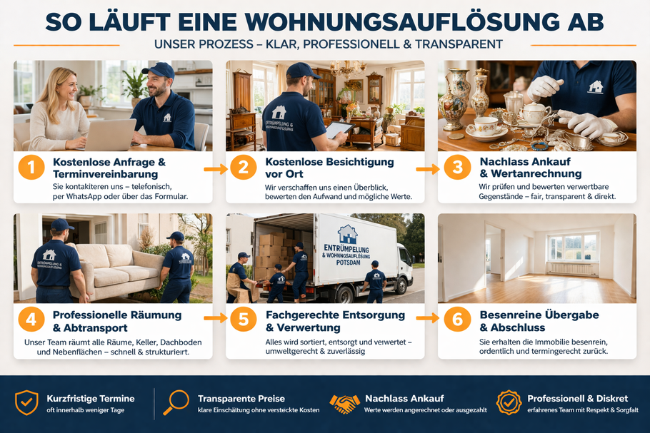 Wohnungsauflösung Ablauf Potsdam - Entrümpelung Prozess -Nachlass Ankauf Schritte