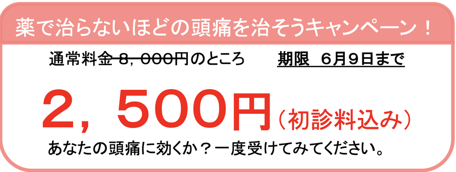 ロキソニンやイブを飲んでいる　首がこってくると頭痛になる　天気が悪くなる前に頭痛がする　目の奥がズーンと重い　更年期かしらとあきらめている　病院で検査しても異常がない　首と頭を取り替えたい　コメカミがズキズキ痛む　首のつけねがパンパンに張る　自律神経のバランスが崩れている