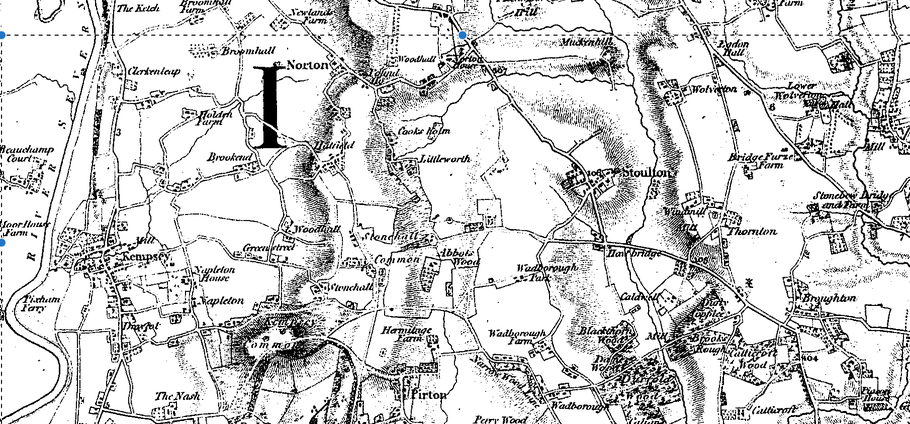 Find Kempsey, the administrative centre of the Bishop of Worcester's Estate. Now look for Stoulton, Mucknell and the Wolvertons on the eastern edges of the estate.