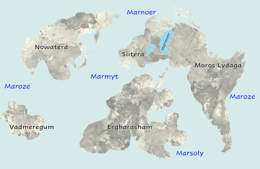 Die Festlandmassen und Mare auf Siivenus