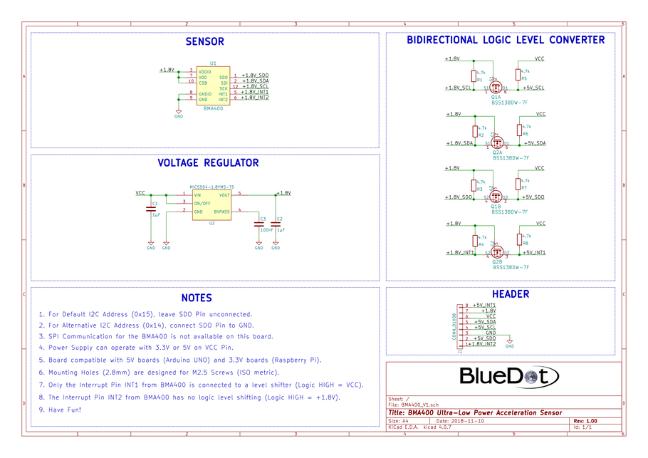 Schematics for BlueDot BME280 Board