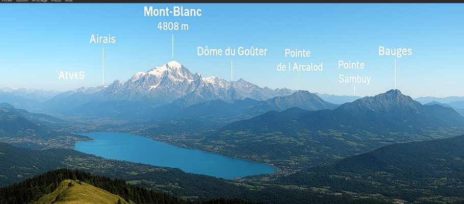 Vue depuis le Semnoz sur le lac et le Mont Blanc