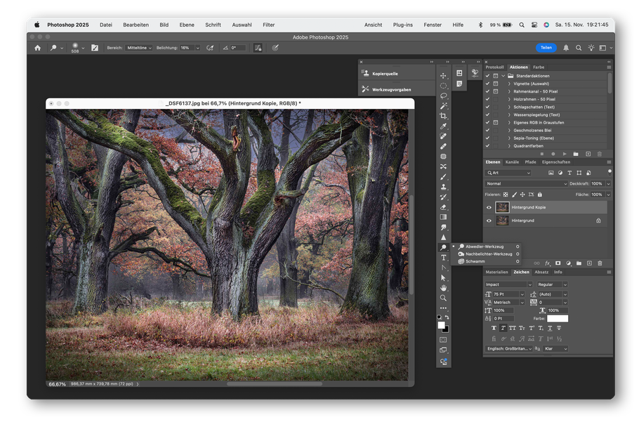 Photoshop-Bearbeitungsoberfläche