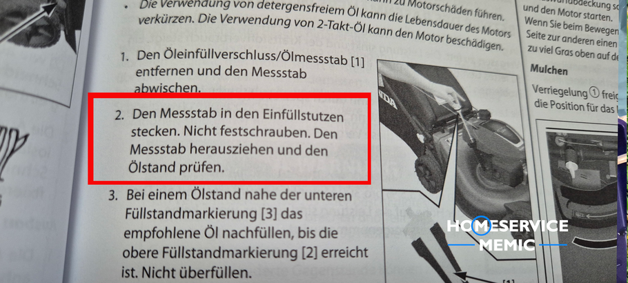 Gebrauchsanleitung Rasenmäher Ölwechsel