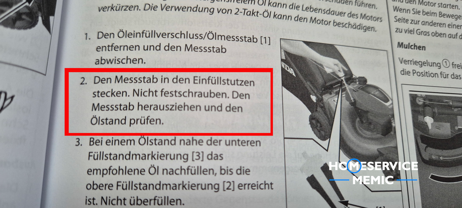 Gebrauchsanleitung Rasenmäher Ölwechsel