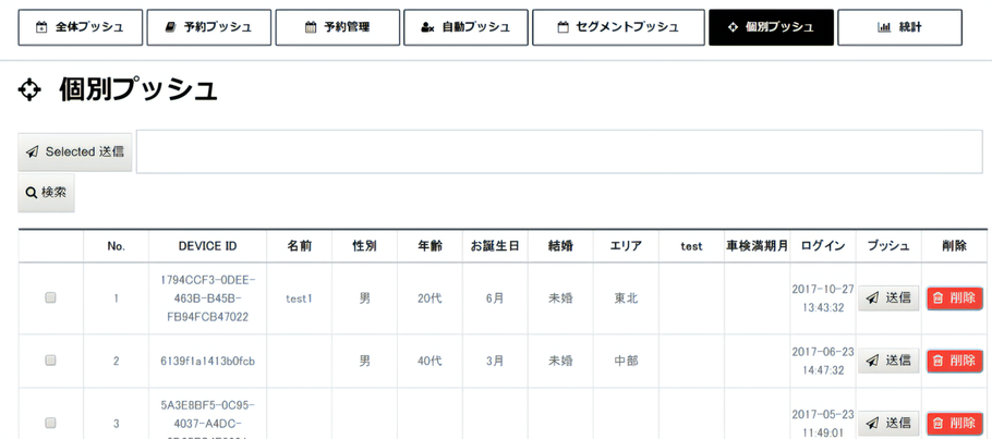 個別プッシュ