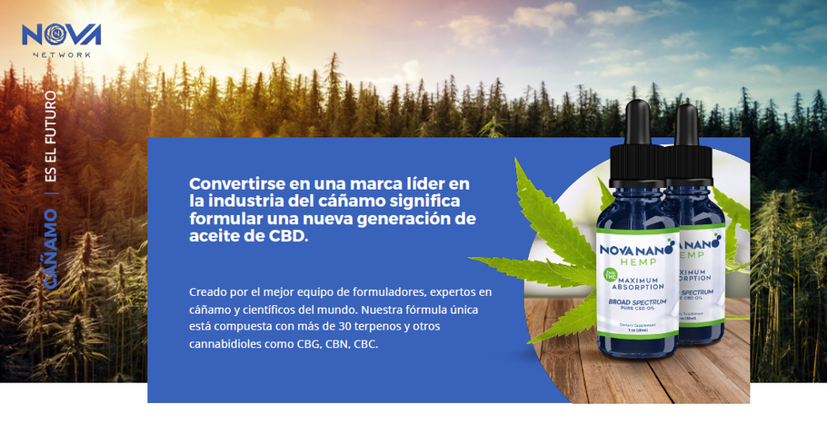 Aceite de cáñamo (cannabidiol o CBD) para uso sublingual de Nova Nano Hemp de Nova Network