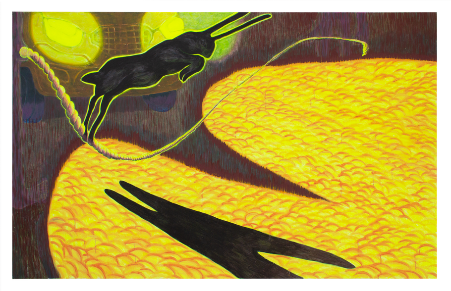 JUMP!!, 120 x 190cm, 2023, Kaltleim und Pigment auf Leinwand