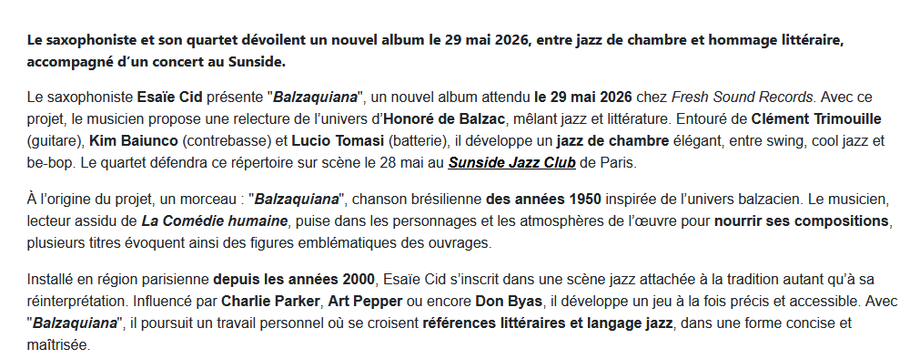 Chronique "Jazz Radio", 6 avril 2026