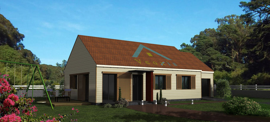 Illustration 3D pour projet de promotion immobilière réalisée pour un constructeur de maison à ossature bois (MOB