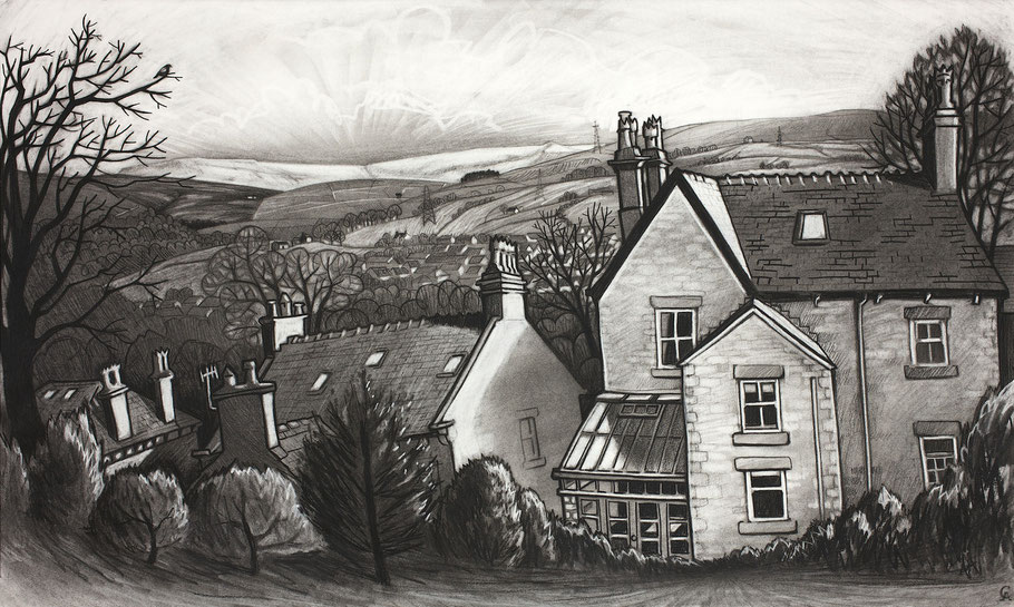 Clare Allan, New Mills, charcoal, drawing