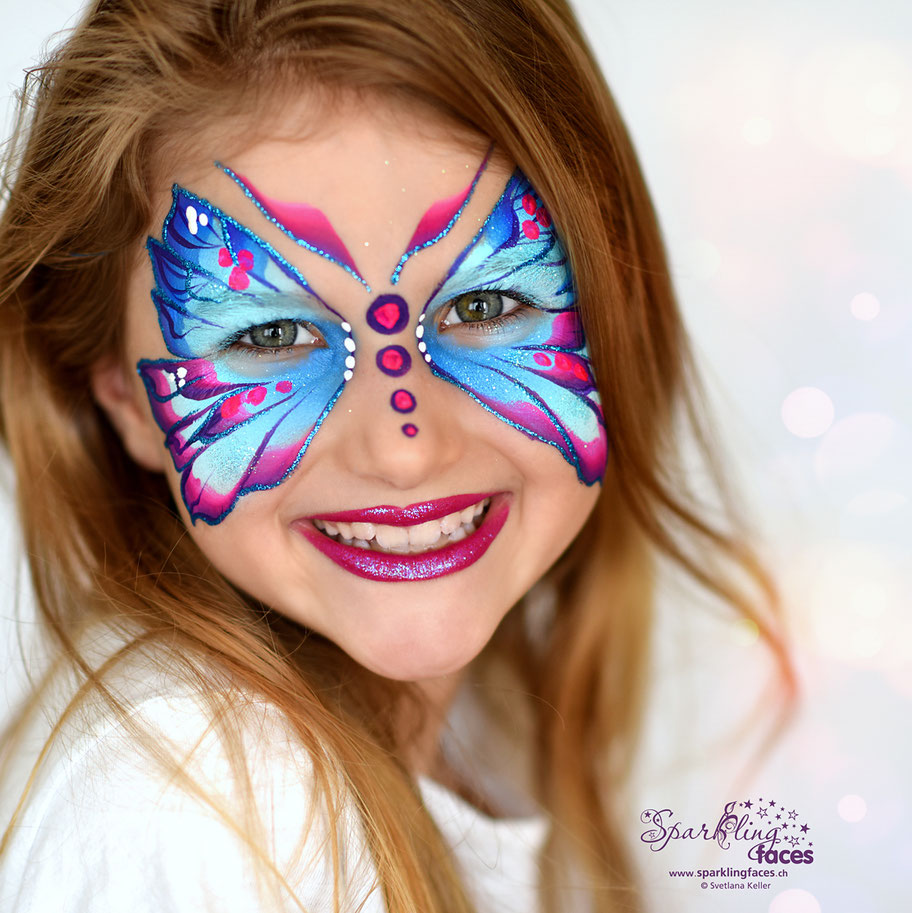 Kinderschminken Schmetterling - Sparkling Faces. Kinderschminken