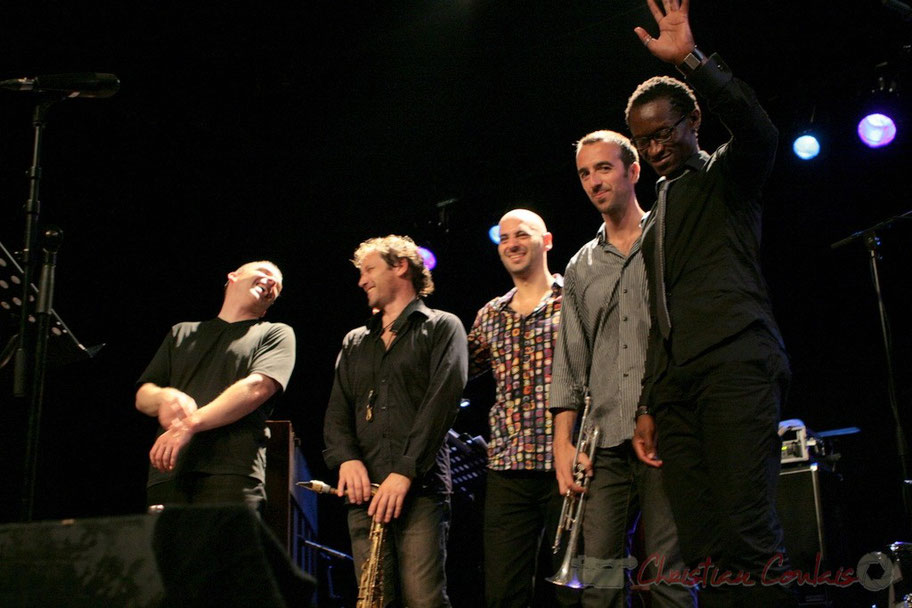 Jean-Yves Jung, Frédéric Borey, Mauro Gargano, Sylvain Gontard, Roger 'Kemp' Biwandu; Roger Biwandu Quintet, Festival JAZZ360 2011, Cénac 03/06/2011