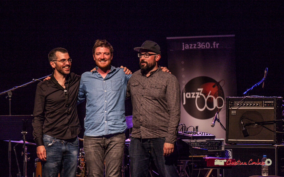 Festival JAZZ360 2019, samedi 8 juin 2019. Mowgli, (Ferdinand Doumerc, Pierre Pollet, Bastien Andrieu) première partie de Céline Bonacina Crystal Quartet