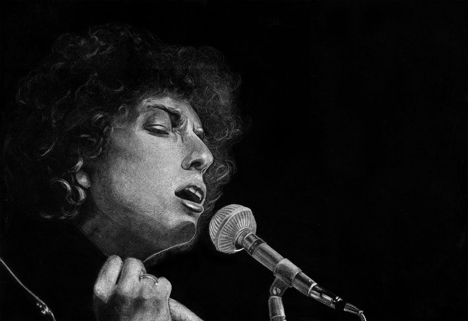 disegno ritratto di bob dylan