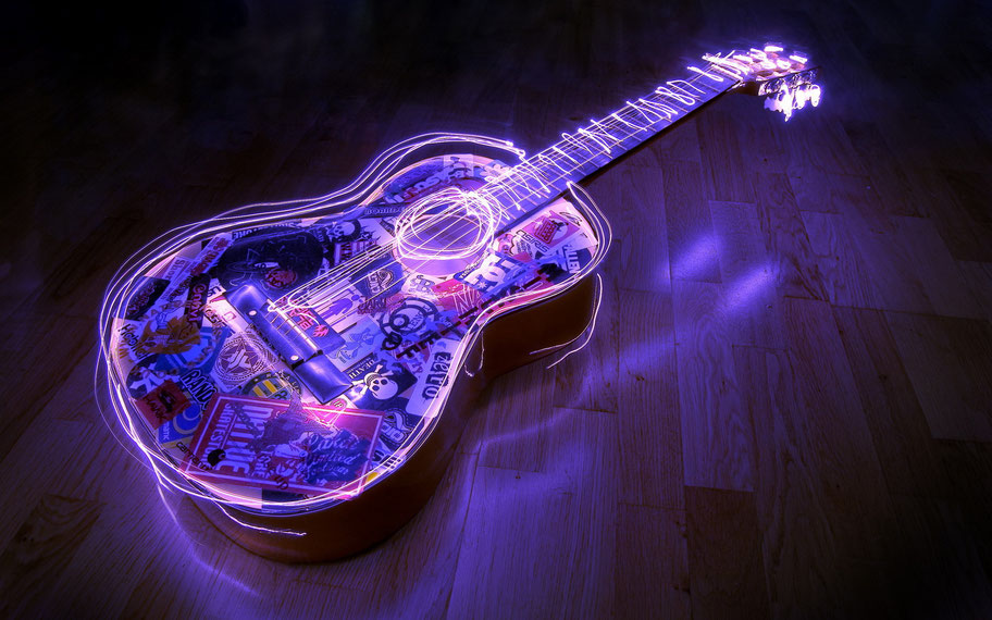 chitarra classica disegnata di luce