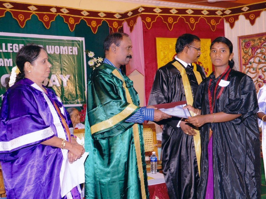 Sasikala receiving her M.Com Degree from the 'Parashakthi College for Women' in Courtallam