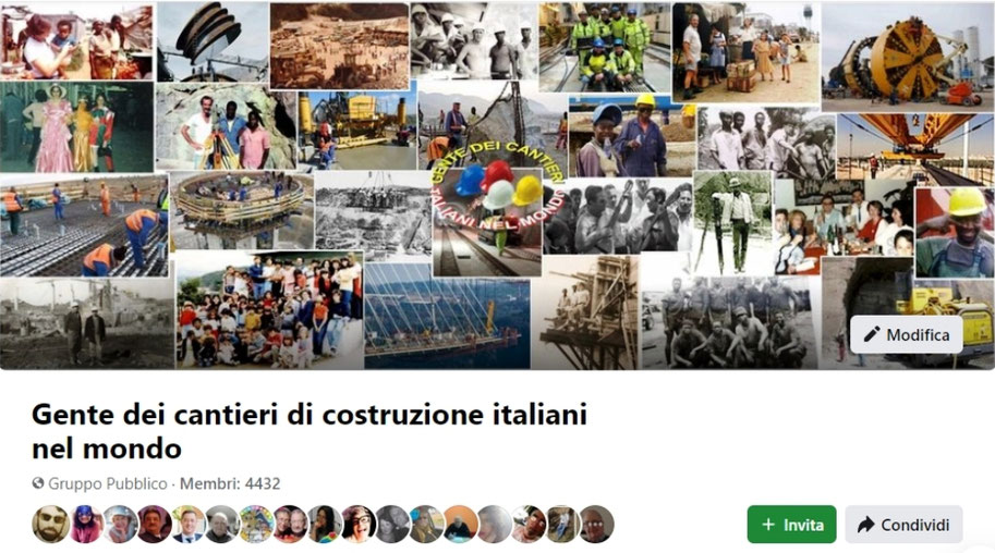 Gente dei cantieri di costruzione italiani nel mondo