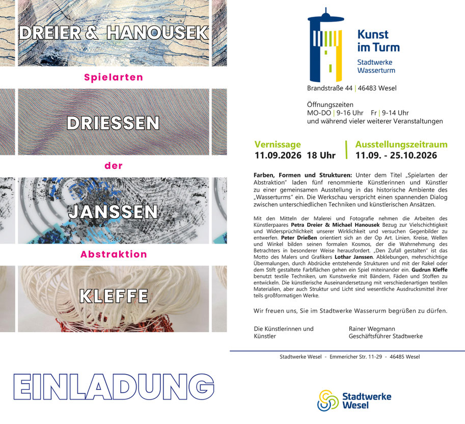 Kunst im Turm, Stadtwerke Wesel, Spielarten der Abstraktion, 11.09. - 25.10.2026