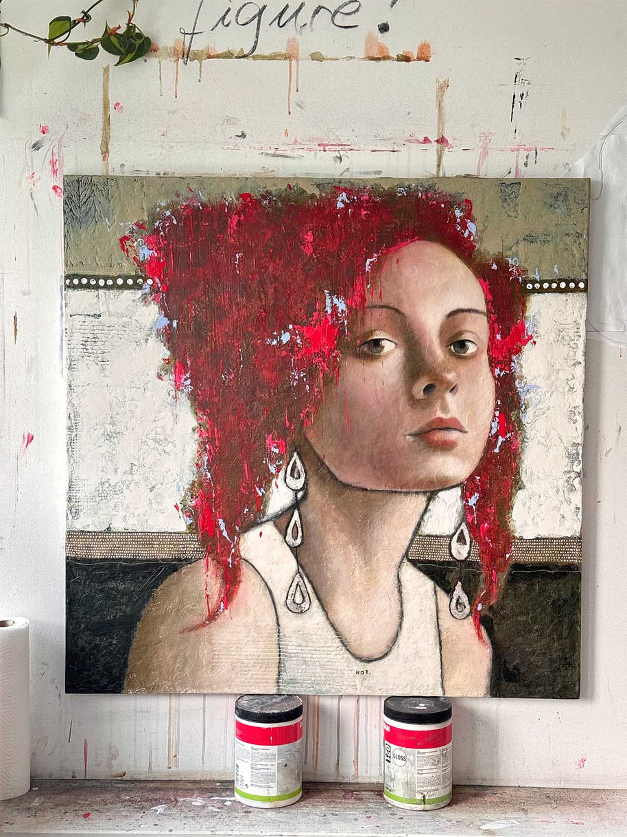 © Conni Altmann, Originalgemälde "NOT.", Mixed Media mit echtem Blattsilber auf Sperrholz, noch nicht versiegelt, ca. 80 x 80 x 2 cm, available soon
