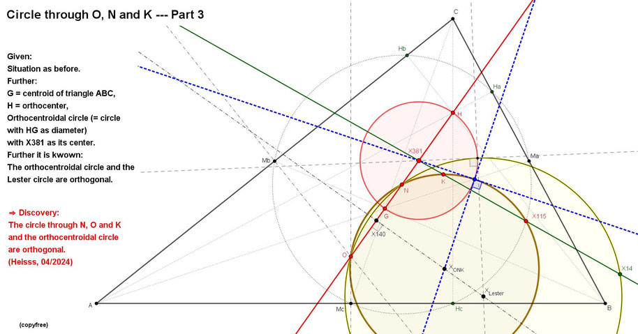Lester circle, orthogonal, orthocentroidal circle, coaxal, coaxial, Heisss, Heiss, Geometry