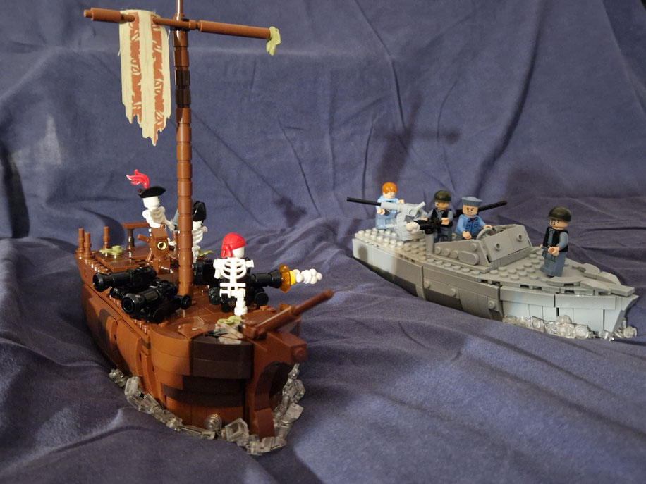 LEGO® diorama bataille de vaisseau fantôme contre squelettes