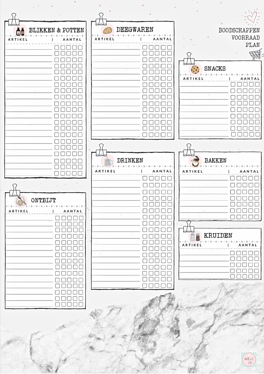 gratis stencil menu plan - free template pantry storage ideas - voorraad kast gratis stencil - weekmenu printable , free printable pantry ideas - free template voorraad nederlands - free template nederlands - free printable nederlands